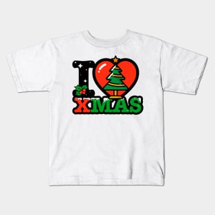 I heart Christmas tree  xmas Kids T-Shirt